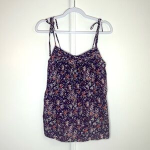 Purple Floral Cotton Tie Tank